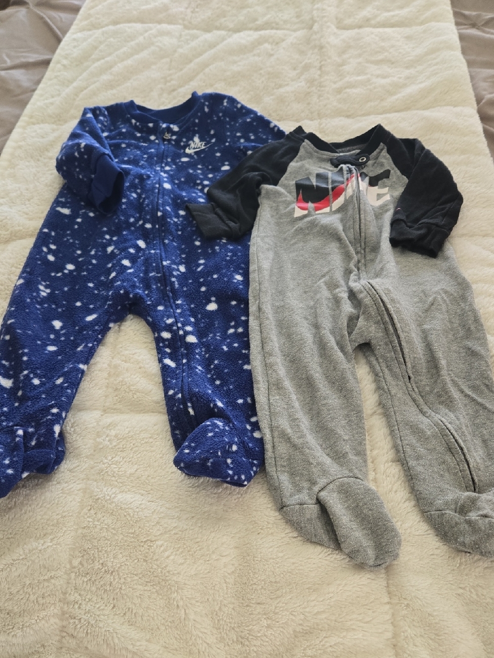 Nike Kids Footed One-Piece Pajamas - Navy Star Speckle & Gray